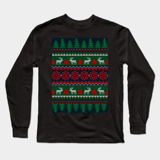 Ugly Christmas Sweater Red and Green Long Sleeve T-Shirt